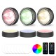 Under Cabinet Lights,Bawoo RGBW Wireless LED Puck Lights Remote Control,3500/4500/6000K Dimmable Battery Powered Atmosphere Night Light for Kitchen Wardrobe Cupboard Color Changing,6 Pack Black